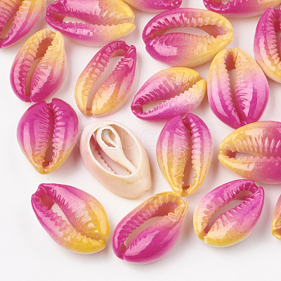 Spray Painted Natural Cowrie Shell Beads X-SHEL-S274-01B-1