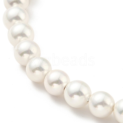 Shell Pearl Beaded Slider Bracelet with Brass Snake Chain X-BJEW-B066-01B-01-1