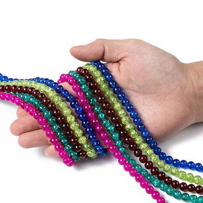 20 Colors Spray Painted Crackle Glass Beads Strands CCG-X0012-01-8mm-1