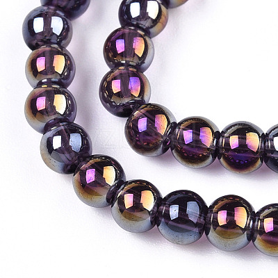 Electroplate Transparent Glass Beads Strands GLAA-T032-T4mm-AB03-1
