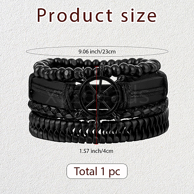 1Pc Cowhide & Imitation Leather Cord Knitted Multi-strand Bracelets AJEW-GF0011-50D-1