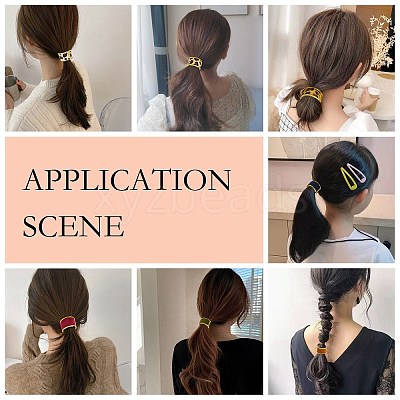 Alloy Ponytail Cuff Rubber Elastic Hair Ties OHAR-P018-A01-1