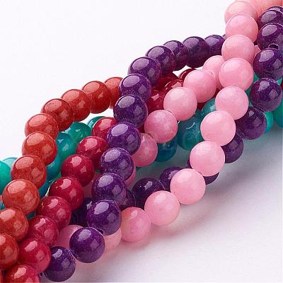Natural Mashan Jade Round Beads Strands G-D263-6mm-M-1