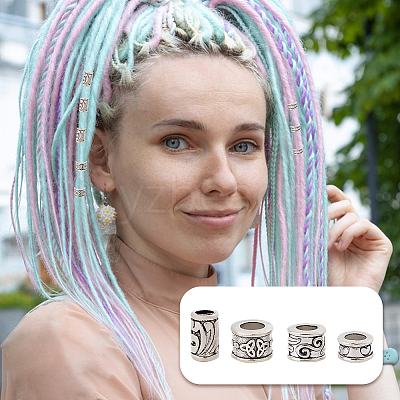 80Pcs 8 Styles Tibetan Style European Beads DIY-NB0012-43E-1