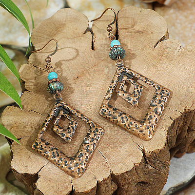 Bohemian Style Alloy Resin Dangle Earrings WG64A01-01-1