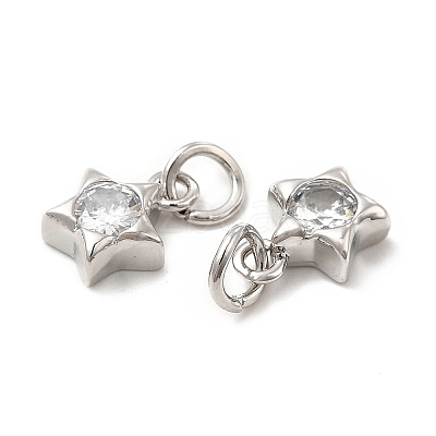 Brass Cubic Zirconia Charms KK-E068-VB227-1