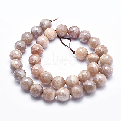 Electroplate Natural Sunstone Beads Strands G-K256-17-10mm-1