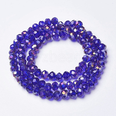 Electroplate Transparent Glass Beads Strands EGLA-A034-T8mm-F15-1