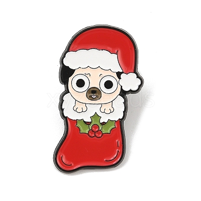 Christmas Shar Pei Dog Enamel Pins JEWB-B031-01B-1
