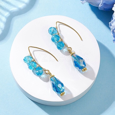 Teardrop Electroplate Glass Dangle Earrings EJEW-JE06797-01-1
