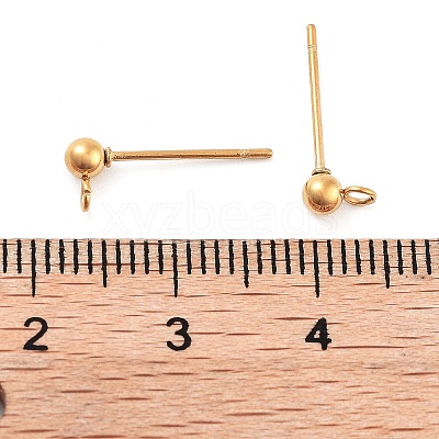 Ion Plating(IP) 304 Stainless Steel Ball Post Stud Earring Findings X-STAS-E163-44G-1