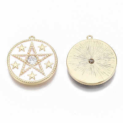 Brass Micro Pave Clear Cubic Zirconia Pendants KK-R126-30D-NF-1