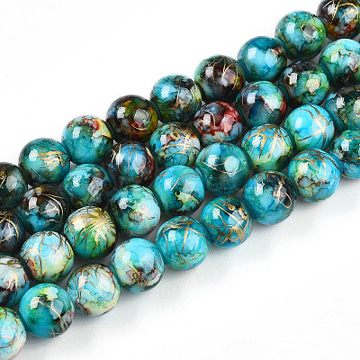 Baking Paint Glass Beads Strands DGLA-N003-10mm-B08-1