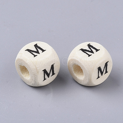 Printed Natural Wood Beads X-WOOD-T026-001M-1