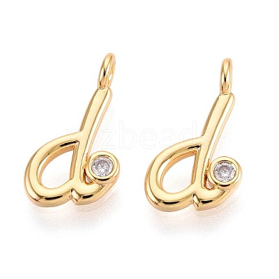 Brass Micro Pave Cubic Zirconia Charms KK-N263-97G-D-1