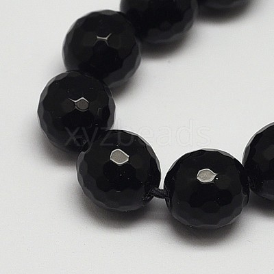 Faceted Round Grade A Synthetic Black Stone Beads Strands LS-G-N0137-04-6mm-1