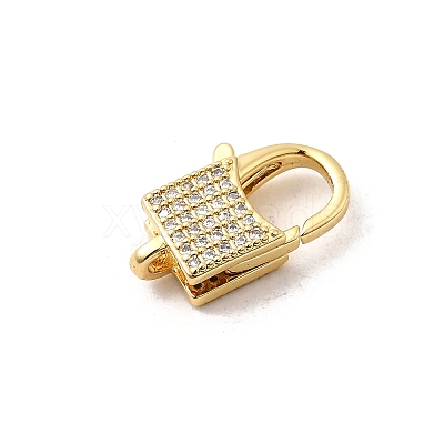 Brass Micro Pave Clear Cubic Zirconia Lobster Claw Clasps KK-A266-24C-G-1