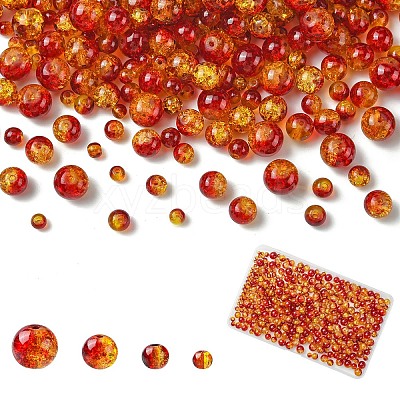 400Pcs 4 Styles Spray Painted Crackle Glass Beads CCG-YW0001-20H-1