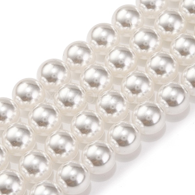 Baking Paint Pearlized Glass Pearl Round Bead Strands PEAR-H019-02D-04-1