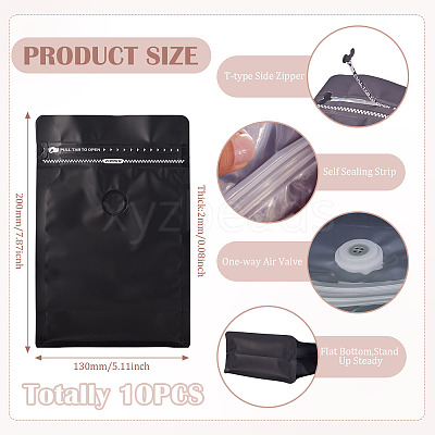 10Pcs BOPP and Aluminized PET and PE Resealable Coffee Zipper Bags with Valve ABAG-TA0001-93G-1