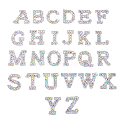 Alphabet Resin Rhinestone Patches DIY-TAC0005-45D-1