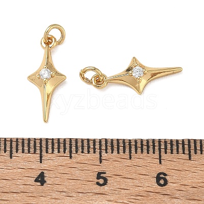 Brass Micro Pave Clear Cubic Zirconia Pendants CU-CBAF0F8-16B-G-1