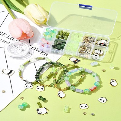 DIY Bamboo & Panda Acrylic & Alloy Enamel Bracelets Jewelry Making Kits DIY-FS0007-48-1