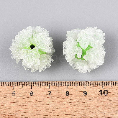 Polymer Clay Rhinestone Beads with Embossed Resin Roses RESI-T059-01A-05-1