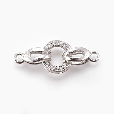 Brass Micro Pave Cubic Zirconia Fold Over Clasps KK-P164-12-1