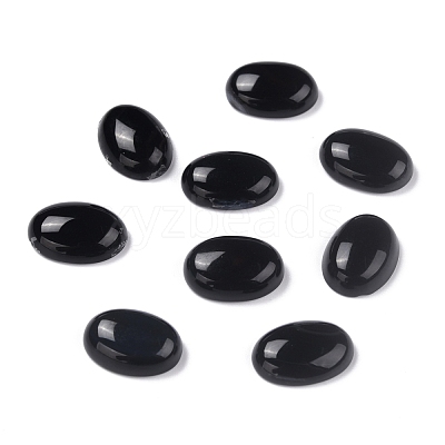 Oval Natural Dyed & Heated Black Agate Cabochons G-K020-18x13mm-01-1