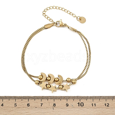 304 Stainless Steel Box Chain Multi-strand Bracelets for Women BJEW-K291-01G-1