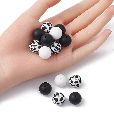 Round Food Grade Eco-Friendly Silicone Focal Beads SIL-YW0001-14A-1