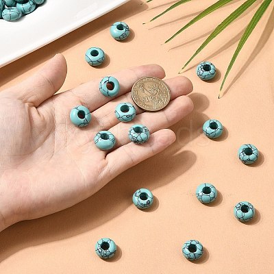 Synthetic Turquoise European Large Hole Beads G-Q442-15-1