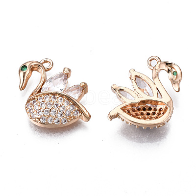 Brass Micro Pave Clear Cubic Zirconia Pendants KK-S359-109-RS-1