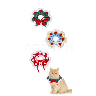 3Pcs 3 Colors Polyester and Cotton Dog Flower Pet Collar AJEW-GL0002-58-1
