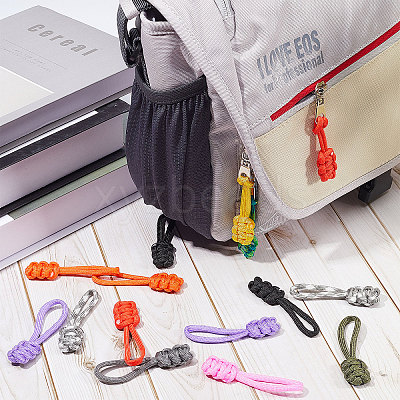 20Pcs 10 Colors Nylon Braided Zipper Pull Tab FIND-GF0004-46-1