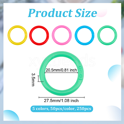 250Pcs 5 Colors Plastic Loose Leaf Book Binder Rings KY-OC0001-49-1