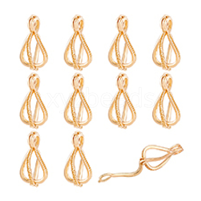 12Pcs Brass Bead Cage Pendants KK-PH0010-48-1