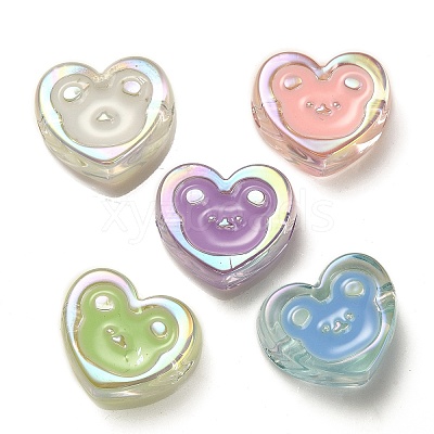 UV Plating Rainbow Iridescent Acrylic Enamel Beads OACR-G012-12-1