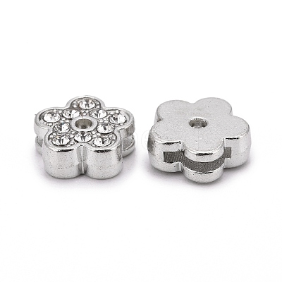 Flower Alloy Rhinestone Slide Charms RSB358-3P-1