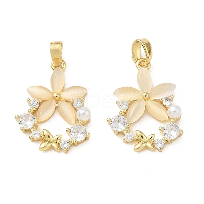 Brass Micro Pave Clear Cubic Zirconia Pendants CU-CBA8C34-04G-1
