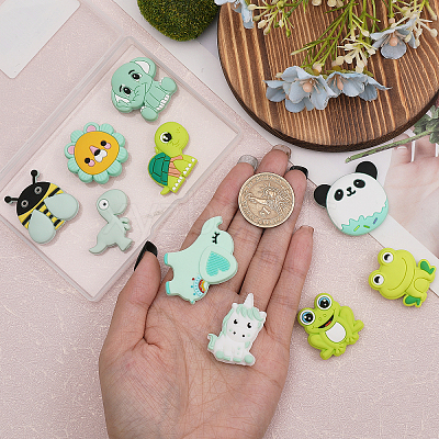 10Pcs 10 Styles Silicone Focal Beads SIL-CA0002-22-1