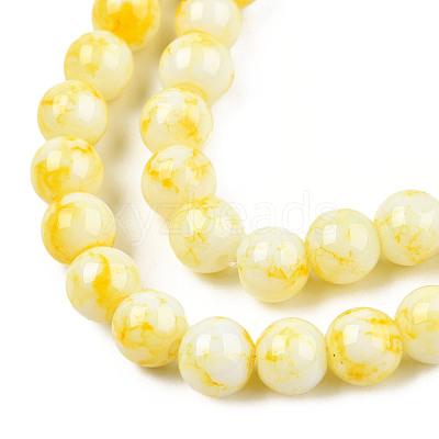 Spray Painted Glass Bead Strands GLAA-R139-8mm-17-1