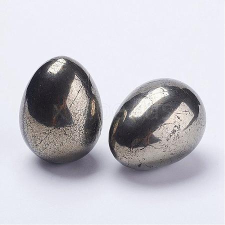 Natural Pyrite Egg Stone DJEW-K009-C01-1