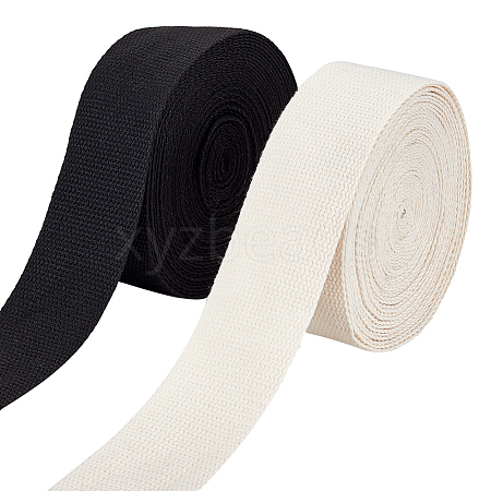 AHADERMAKER 2Pcs 2 Colors 10 Yards Flat Polycotton Ribbon OCOR-GA0001-68B-1