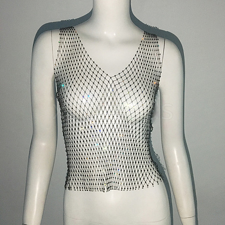 Polyester Cyrstal Rhinestone Vest Body Chains WG96638-14-1