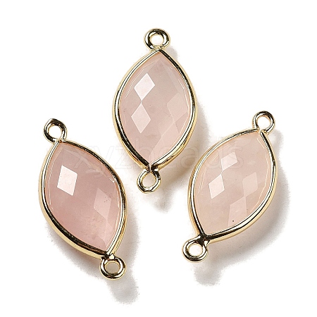 Natural Rose Quartz Faceted Connector Charms G-K347-03G-13-1