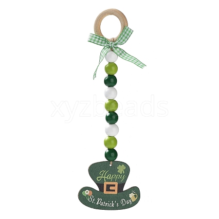 Saint Patrick's Day Wood Pendant Decoration HJEW-G023-02B-1