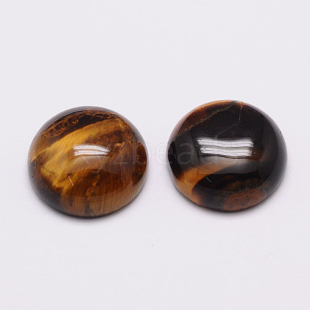 Half Round/Dome Natural Tiger Eye Cabochons G-K019-16mm-07-1