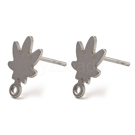 Non-Tarnish Leaf Shape 201 Stainless Steel Stud Earrings Findings STAS-Q251-01P-1